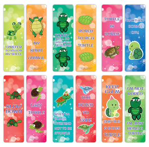 Creanoso Bored Animal Sayings Bookmarks - Turtle Theme (2-Sets X 6 Cards) â€“ Daily Inspirational Card Set â€“ Interesting Book Page Clippers â€“ Great Gifts for Adults and Professionals