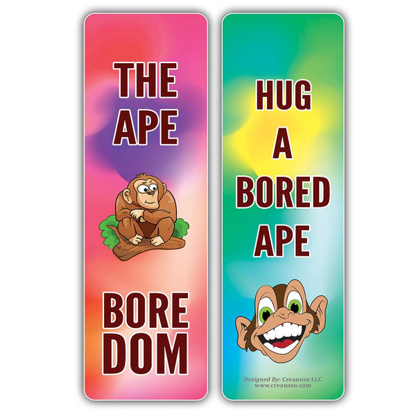 Creanoso Bored Animal Sayings Bookmarks - Ape Theme (10-Sets X 6 Cards) â€“ Daily Inspirational Card Set â€“ Interesting Book Page Clippers â€“ Great Gifts for Adults and Professionals