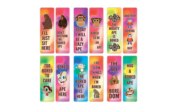 Creanoso Bored Animal Sayings Bookmarks - Ape Theme (10-Sets X 6 Cards) â€“ Daily Inspirational Card Set â€“ Interesting Book Page Clippers â€“ Great Gifts for Adults and Professionals