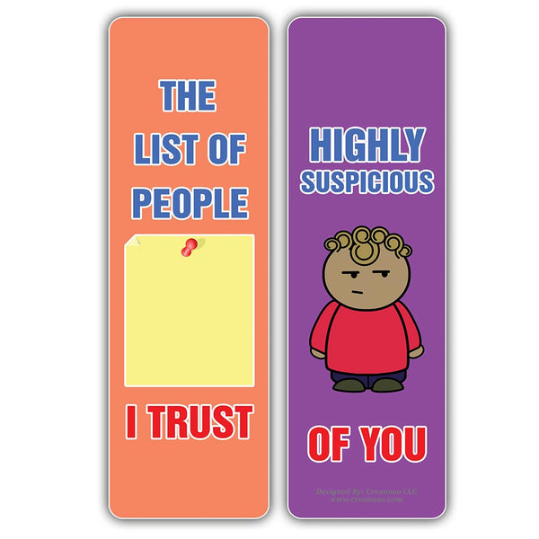 Funny I Am Suspicious of You Bookmarks (10-Sets X 6 Cards)