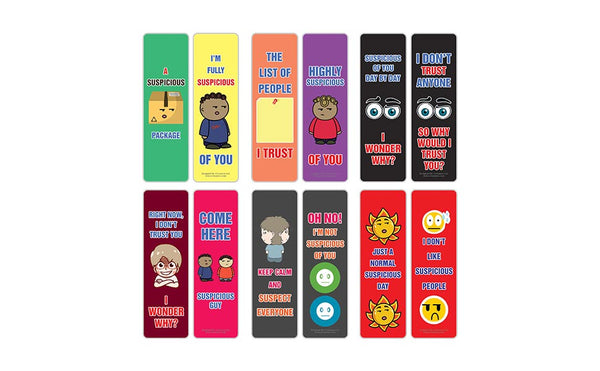 Funny I Am Suspicious of You Bookmarks (10-Sets X 6 Cards)