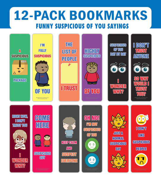 Funny I Am Suspicious of You Bookmarks (2-Sets X 6 Cards)