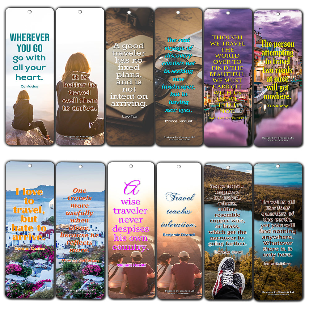 Creanoso Inspirational Travel Quote Bookmarks ÃƒÂ¢Ã¢â€šÂ¬Ã¢â‚¬Å“ Premium Gift Set ÃƒÂ¢Ã¢â€šÂ¬Ã¢â‚¬Å“ Awesome Bookmarks for Travelers