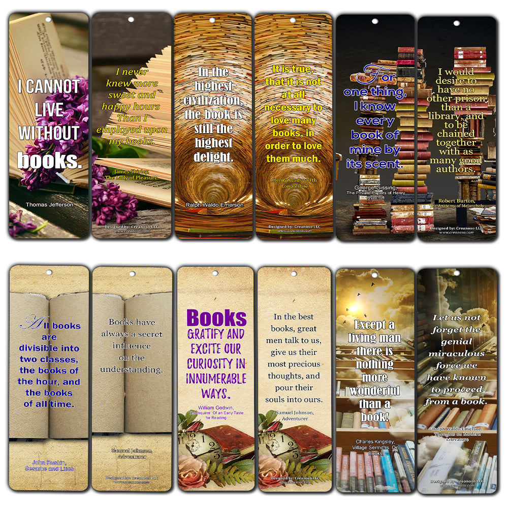 Creanoso Inspirational Avid Reader Reading Literary Quotes Bookmarks ÃƒÂ¢Ã¢â€šÂ¬Ã¢â‚¬Å“ Premium Gift Set