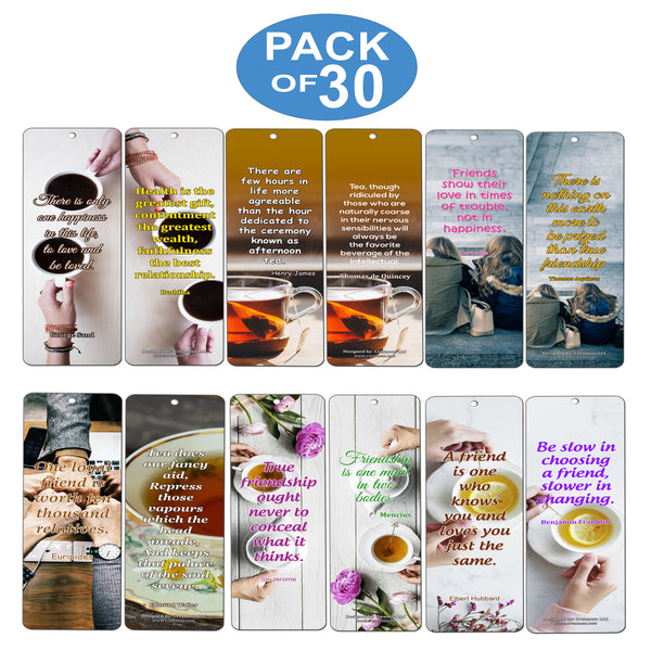 Creanoso Tea Time Friendship Bookmarks (30-Pack) ÃƒÂ¢Ã¢â€šÂ¬Ã¢â‚¬Å“ Stocking Stuffers Gift for Men & Women, Teens - Rewards Gifts ÃƒÂ¢Ã¢â€šÂ¬Ã¢â‚¬Å“ Awesome Bookmark Collection ÃƒÂ¢Ã¢â€šÂ¬Ã¢â‚¬Å“ Bulk Set Pack ÃƒÂ¢Ã¢â€šÂ¬Ã¢â‚¬Å“ Inspiring Quote Sayings fo