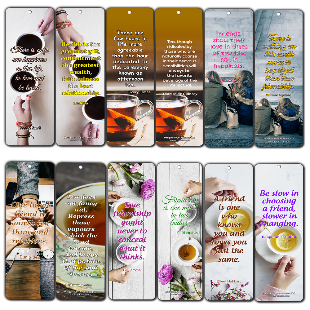Creanoso Tea Time Friendship Bookmarks (60-Pack) - Inspirational Quote Sayings Bookmarker Cards ÃƒÆ’Ã‚Â¢ÃƒÂ¢Ã¢â‚¬Å¡Ã‚Â¬ÃƒÂ¢Ã¢â€šÂ¬Ã…â€œ Premium Gift for Men & Women, Adults, Teens ÃƒÆ’Ã‚Â¢ÃƒÂ¢Ã¢â‚¬Å¡Ã‚Â¬ÃƒÂ¢Ã¢â€šÂ¬Ã…â€œ Friendship Rewards Gifts ÃƒÆ’Ã‚Â¢Ãƒ