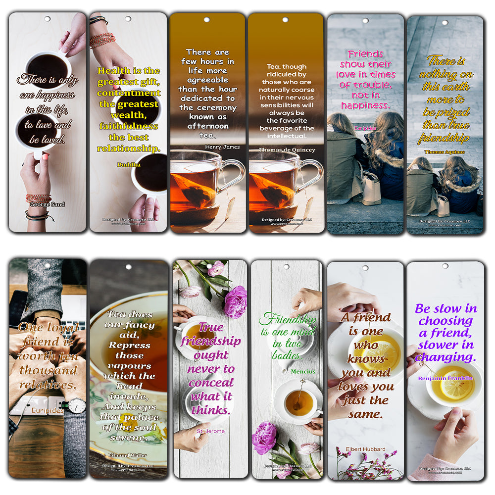 Creanoso Tea Time Friendship Quotes Bookmarks ÃƒÂ¢Ã¢â€šÂ¬Ã¢â‚¬Å“ Premium Gift Set ÃƒÂ¢Ã¢â€šÂ¬Ã¢â‚¬Å“ Awesome Bookmarks for Friends