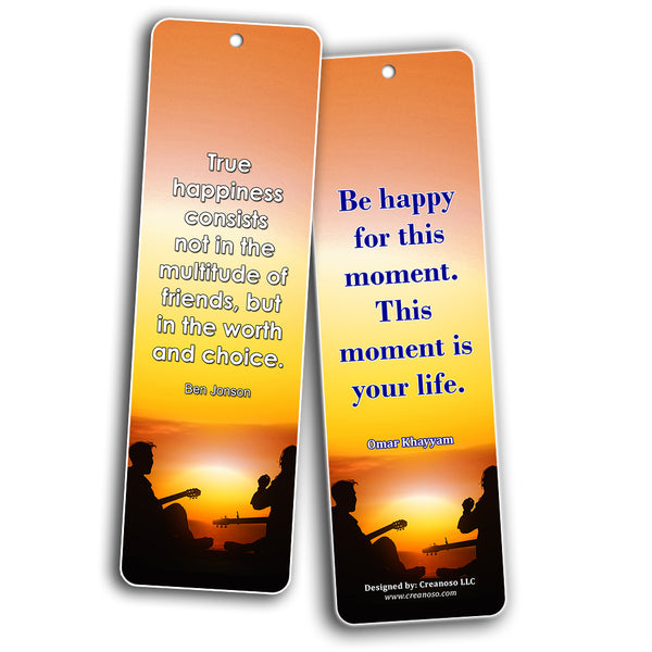 Creanoso True Happiness Bookmarks  Awesome Bookmarks for Men, Women, Teens  Six Bulk Assorted Bookmarks Designs  Premium Design Gifts for Friends  Friendship Bookmarkers
