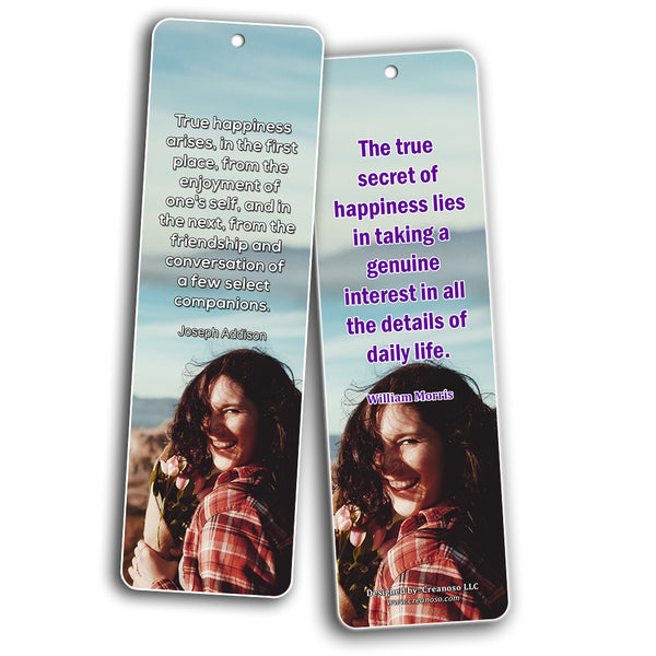Creanoso True Happiness Bookmarks  Awesome Bookmarks for Men, Women, Teens  Six Bulk Assorted Bookmarks Designs  Premium Design Gifts for Friends  Friendship Bookmarkers