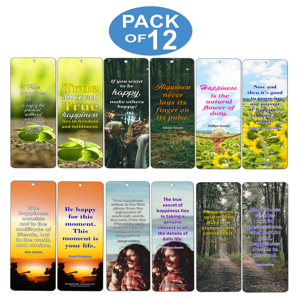 Creanoso True Happiness Bookmarks  Awesome Bookmarks for Men, Women, Teens  Six Bulk Assorted Bookmarks Designs  Premium Design Gifts for Friends  Friendship Bookmarkers