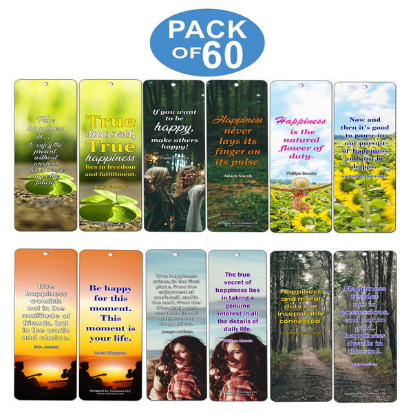 Creanoso True Happiness Bookmarks  Awesome Bookmarks for Men, Women, Teens  Six Bulk Assorted Bookmarks Designs  Premium Design Gifts for Friends  Friendship Bookmarkers