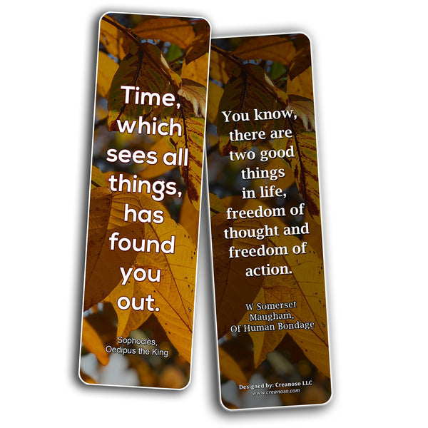 Creanoso Inspirational Reading Classic Book Quotes Bookmarks Series 1 - Premium Gift Set