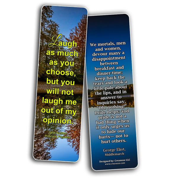 Creanoso Inspirational Reading Classic Book Quotes Bookmarks Series 1 - Premium Gift Set