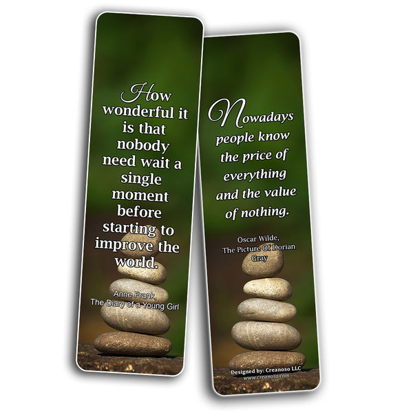Creanoso Inspirational Reading Classic Book Quotes Bookmarks Series 1 - Premium Gift Set