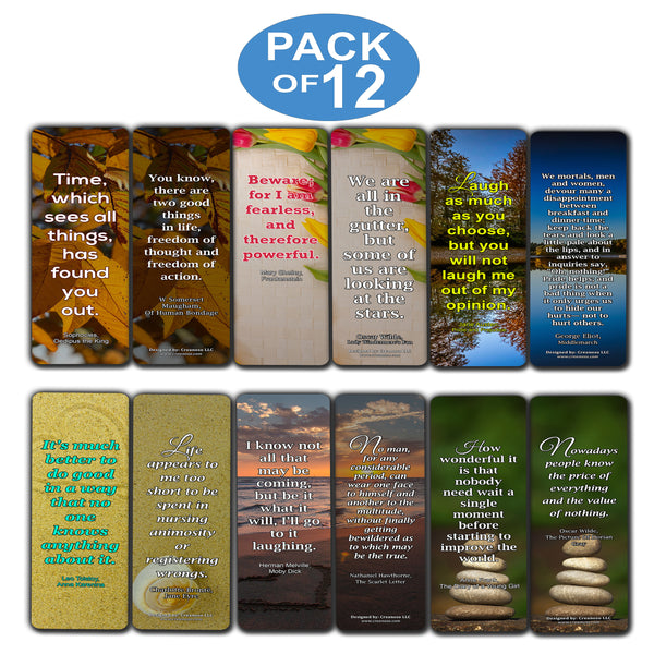 Creanoso Inspirational Reading Classic Book Quotes Bookmarks Series 1 - Premium Gift Set