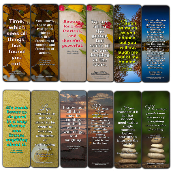 Creanoso Inspirational Reading Classic Book Quotes Bookmarks Series 1 - Premium Gift Set