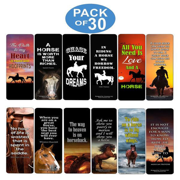 Creanoso Horse Quotes Bookmarks Series 2 (30-Pack) ÃƒÂ¢Ã¢â€šÂ¬Ã¢â‚¬Å“ Premium Gift Set - Bookmarkers for Horseback Riders, Cowboys, Equestrian, Adult Men & Women ÃƒÂ¢Ã¢â€šÂ¬Ã¢â‚¬Å“ Country Fair Supply