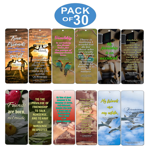 Creanoso Literary Quotes Bookmarks - Friendship Sayings (30-Pack) - Stocking Stuffers Party Favors for Men Women Birthday Encouragement Gift - Inspiring Quote Sayings Bookmarkers ÃƒÂ¢Ã¢â€šÂ¬Ã¢â‚¬Å“ Bulk Set Pack