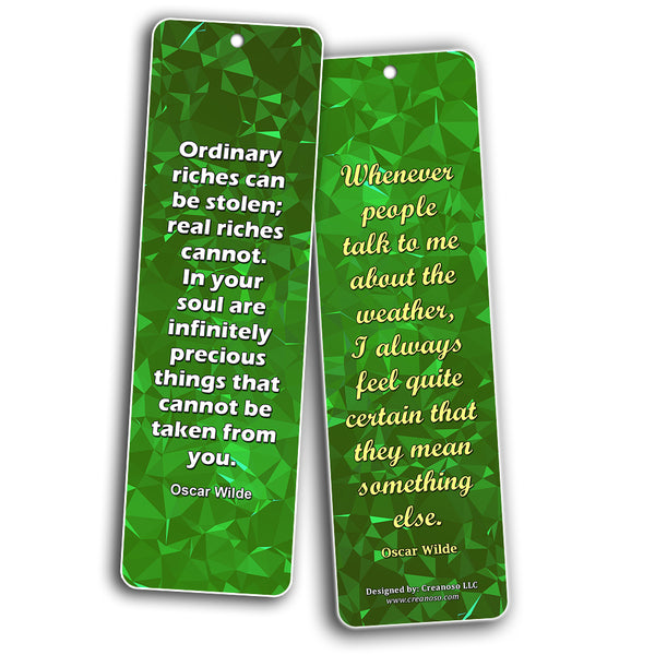 Creanoso Oscar Wilde Bookmarks (30-Pack) ÃƒÂ¢Ã¢â€šÂ¬Ã¢â‚¬Å“ Stocking Stuffers Gift for Men & Women, Teens - Rewards Gifts ÃƒÂ¢Ã¢â€šÂ¬Ã¢â‚¬Å“ Awesome Bookmark Collection ÃƒÂ¢Ã¢â€šÂ¬Ã¢â‚¬Å“ Bulk Set Pack ÃƒÂ¢Ã¢â€šÂ¬Ã¢â‚¬Å“ Inspiring Quote Sayings Bookmarker