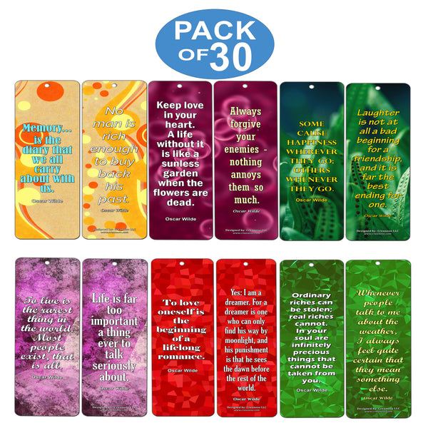 Creanoso Oscar Wilde Bookmarks (30-Pack) ÃƒÂ¢Ã¢â€šÂ¬Ã¢â‚¬Å“ Stocking Stuffers Gift for Men & Women, Teens - Rewards Gifts ÃƒÂ¢Ã¢â€šÂ¬Ã¢â‚¬Å“ Awesome Bookmark Collection ÃƒÂ¢Ã¢â€šÂ¬Ã¢â‚¬Å“ Bulk Set Pack ÃƒÂ¢Ã¢â€šÂ¬Ã¢â‚¬Å“ Inspiring Quote Sayings Bookmarker