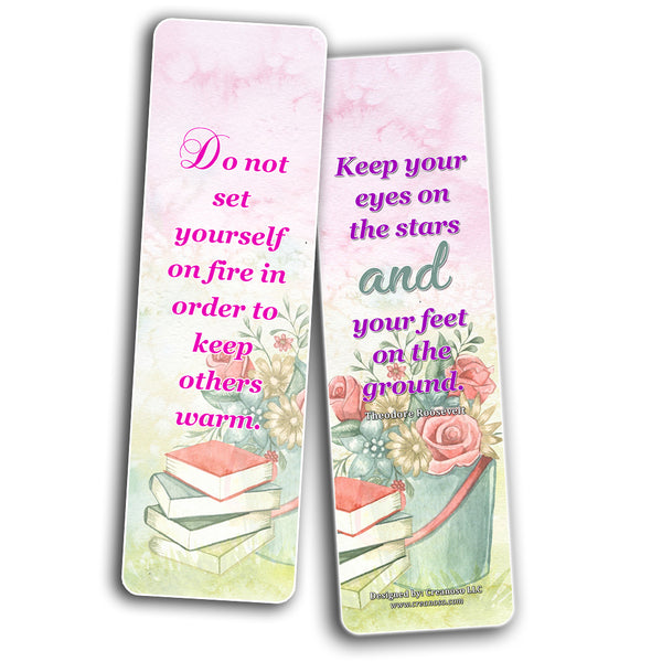 Creanoso Inspirational Sayings with Colorful Floral Theme Bookmarks  Awesome Bookmarks for Men, Women, Teens  Six Bulk Assorted Bookmarks Designs  Premium Design Gifts for Bookworms