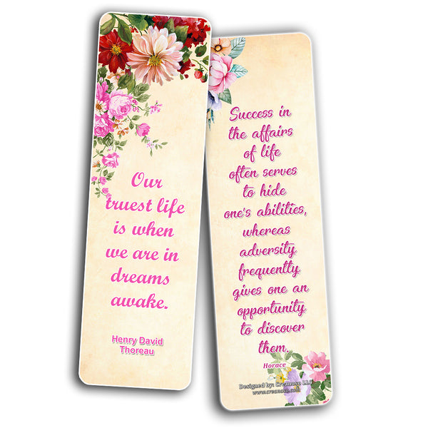 Creanoso Inspirational Sayings with Colorful Floral Theme Bookmarks  Awesome Bookmarks for Men, Women, Teens  Six Bulk Assorted Bookmarks Designs  Premium Design Gifts for Bookworms
