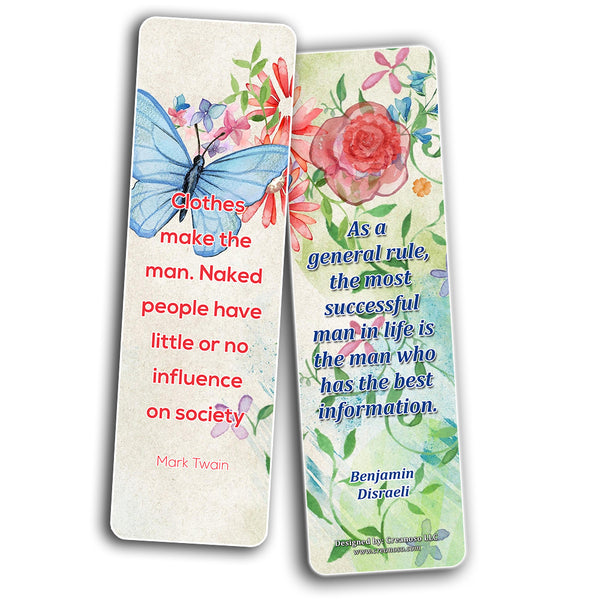 Creanoso Inspirational Sayings with Colorful Floral Theme Bookmarks  Awesome Bookmarks for Men, Women, Teens  Six Bulk Assorted Bookmarks Designs  Premium Design Gifts for Bookworms