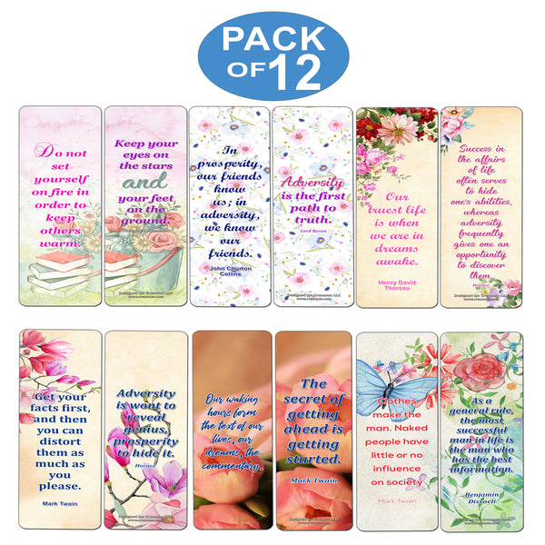 Creanoso Inspirational Sayings with Colorful Floral Theme Bookmarks  Awesome Bookmarks for Men, Women, Teens  Six Bulk Assorted Bookmarks Designs  Premium Design Gifts for Bookworms