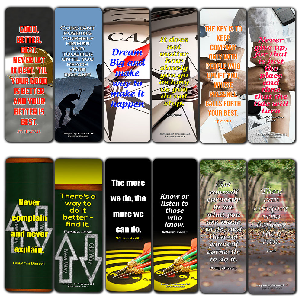 Creanoso Motivate Yourself And Make Things Happen Bookmarks  Awesome Bookmarks for Men, Women, Teens  Six Bulk Assorted Bookmarks Designs  Premium Gift Design
