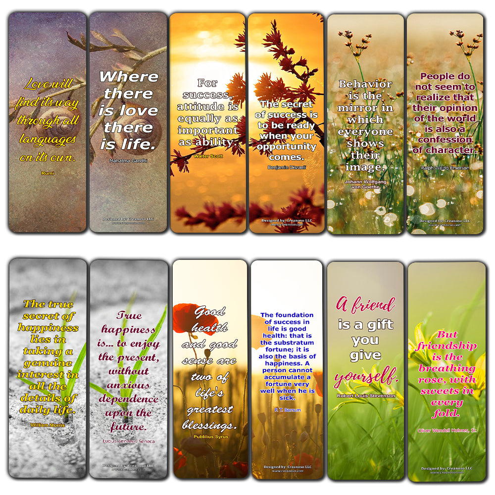 Creanoso Great Quotes to Ponder Upon Bookmarks  Awesome Bookmarks for Men, Women, Teens  Six Bulk Assorted Bookmarks Designs  Premium Gift Design