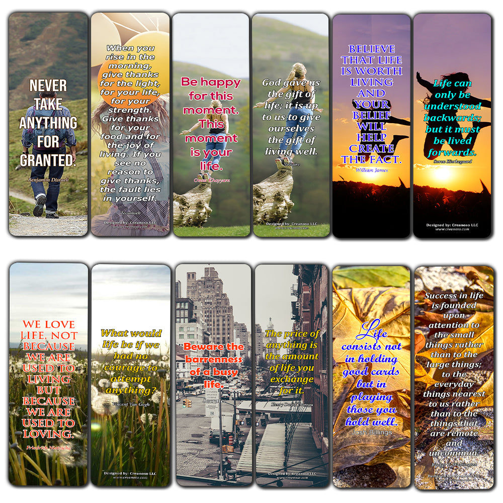 Creanoso Great Quotes to Ponder About Life Bookmarks  Awesome Bookmarks for Men, Women, Teens  Six Bulk Assorted Bookmarks Designs  Premium Gift Design