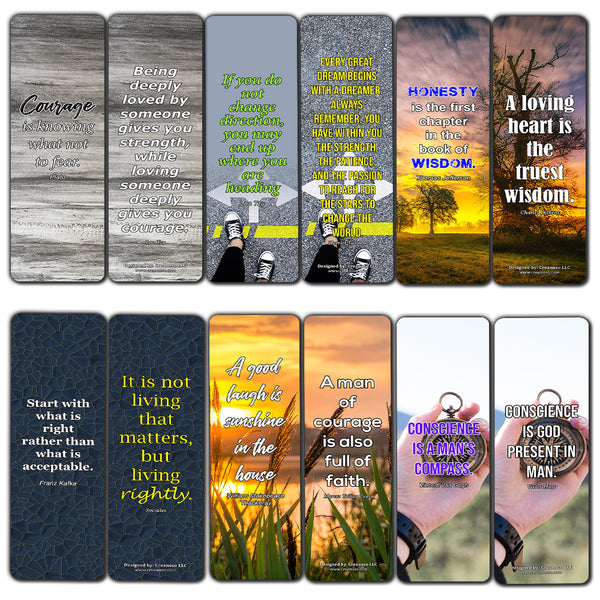 Creanoso Great Quotes to Ponder About Courage Change Wisdom Bookmarks  Awesome Bookmarks for Men, Women, Teens  Six Bulk Assorted Bookmarks Designs  Premium Gift Design