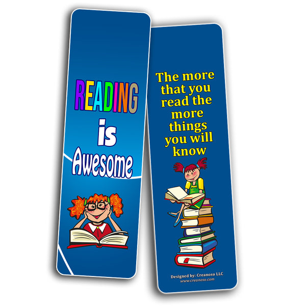 Creanoso Fantastic Reading Bookmarks for Kids (60-Pack) ÃƒÂ¢Ã¢â€šÂ¬Ã¢â‚¬Å“ Awesome Book Page Marker Clip Set ÃƒÂ¢Ã¢â€šÂ¬Ã¢â‚¬Å“ Premium Gift for Boys & Girls, Children ÃƒÂ¢Ã¢â€šÂ¬Ã¢â‚¬Å“ Rewards Incentives ÃƒÂ¢Ã¢â€šÂ¬Ã¢â‚¬Å“ Card Stock ÃƒÂ¢Ã¢â€šÂ¬Ã¢â‚¬Å“