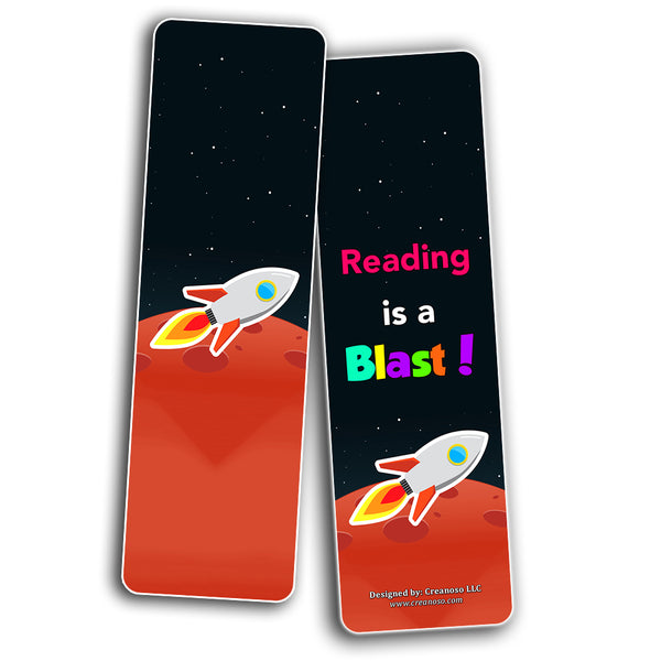 Creanoso Rocket Outer Space Futuristic Bookmarks for Kids (30-Pack) ÃƒÂ¢Ã¢â€šÂ¬Ã¢â‚¬Å“ Stocking Stuffers Gift for Boys & Girls - Party Favors Supplies ÃƒÂ¢Ã¢â€šÂ¬Ã¢â‚¬Å“ Rewards Gifts ÃƒÂ¢Ã¢â€šÂ¬Ã¢â‚¬Å“ Awesome Bookmark Collection for Young Readers