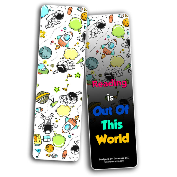 Creanoso Rocket Outer Space Futuristic Bookmarks for Kids  Premium Gift Set  Awesome Bookmarks for Boys & Girls, Teens  Six Bulk Assorted Bookmarks Designs  Premium Gift Design