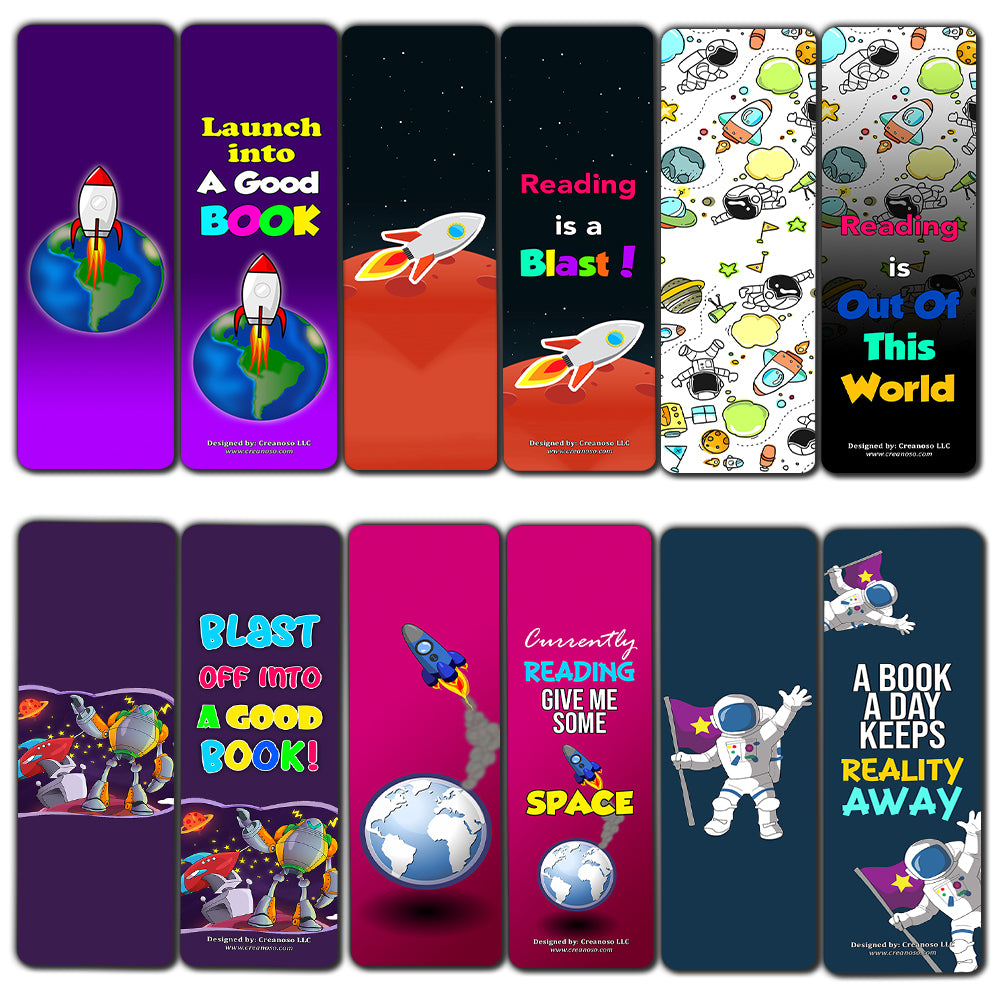 Creanoso Rocket Outer Space Futuristic Bookmarks for Kids (60-Pack) ÃƒÂ¢Ã¢â€šÂ¬Ã¢â‚¬Å“ Six Assorted Quality Bookmarker Cards Bulk Set ÃƒÂ¢Ã¢â€šÂ¬Ã¢â‚¬Å“ Premium Gift for Boys & Girls, Children ÃƒÂ¢Ã¢â€šÂ¬Ã¢â‚¬Å“ Premium Gift Set ÃƒÂ¢Ã¢â€šÂ¬Ã¢â‚¬Å“ Rewards