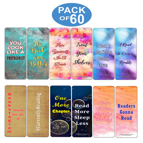 Creanoso Modern Bookmarker Cards  Premium Gift Set  Awesome Bookmarks for Men, Women, Teens  Six Bulk Assorted Bookmarks Designs  Premium Gift Design