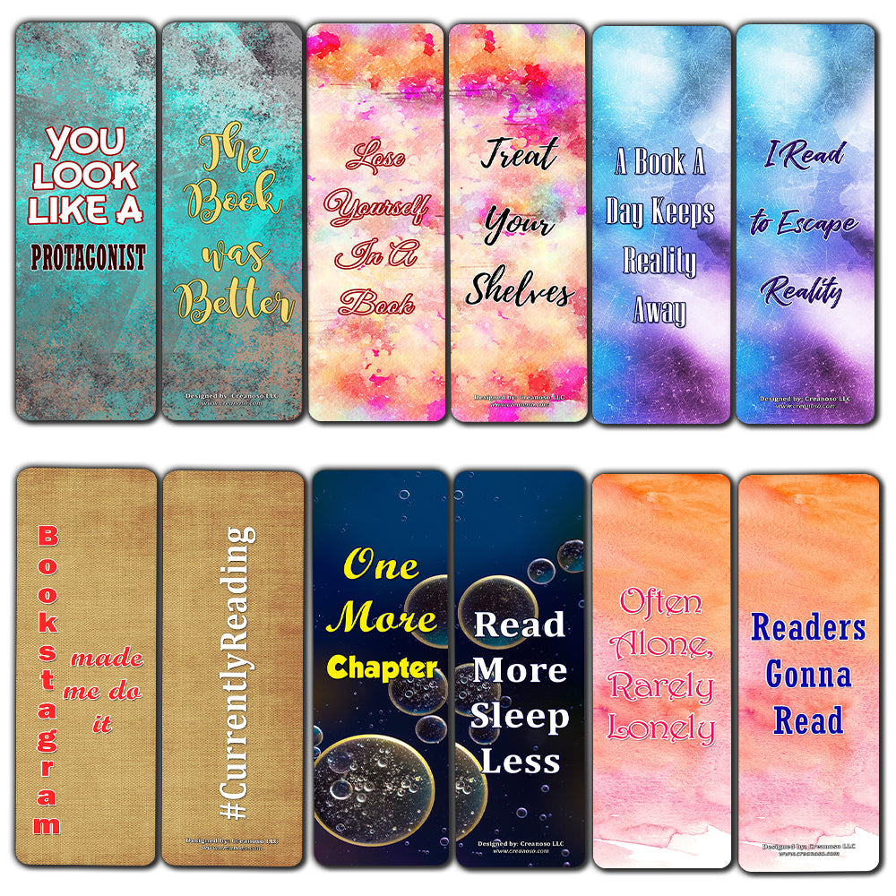 Creanoso Modern Bookmarks Cards (60-Pack) - Inspiring Word Quotes Bookmarkers for Men, Women, Adults, Teens - Premium Gift Set Collection