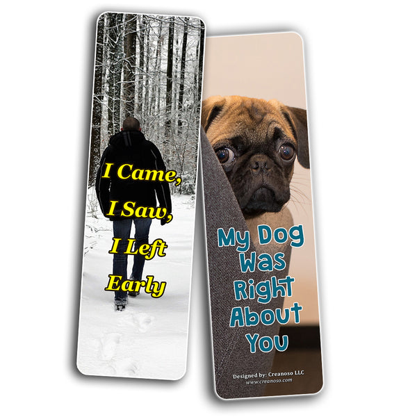 Creanoso Sarcastic Bookmarks Cards  Premium Gift Set  Awesome Bookmarks for Adult Men & Women, Teens, Boys, Girls  Six Bulk Assorted Bookmarks Designs