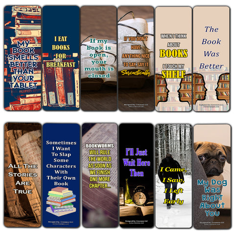 Creanoso Sarcastic Bookmarks Cards  Premium Gift Set  Awesome Bookmarks for Adult Men & Women, Teens, Boys, Girls  Six Bulk Assorted Bookmarks Designs