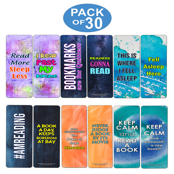 Creanoso Readers Bookmarks Cards  Premium Gift Set  Awesome Bookmarks for Men & Women, Teens  Six Bulk Assorted Bookmarks Designs  Premium Gift Design
