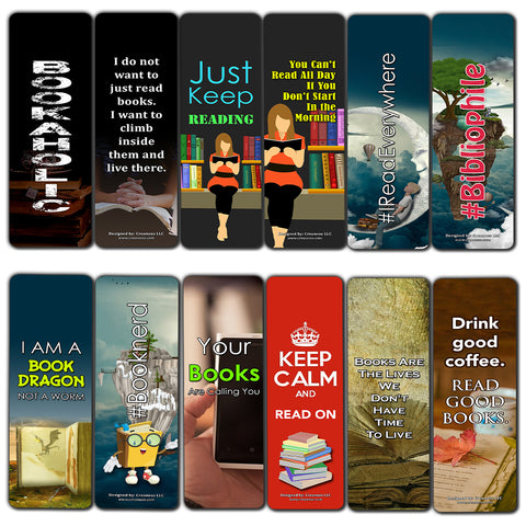Creanoso Bookaholic Bookmark Cards  Inspiring Inspirational Bookmarker Cards Set  Premium Stocking Stuffers Gifts for Bookworms Book Lovers Bibliophiles  Great Stocking Stuffers Gifts