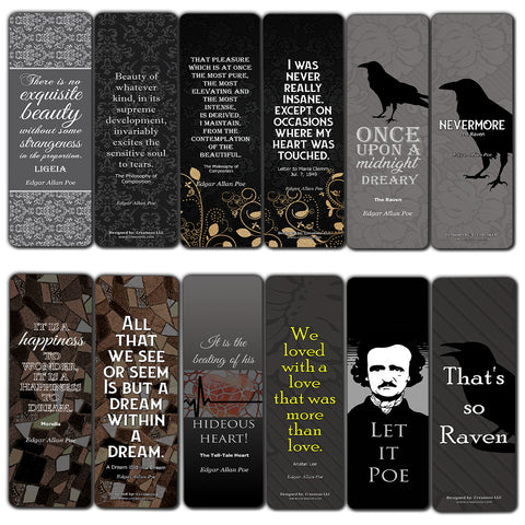 Edgar Allen Poe Bookmarks Cards  Nevermore The Raven  Reader Literary Gift Vintage Decor  Bookish Stocking Stuffers for Adults Men Women Teens