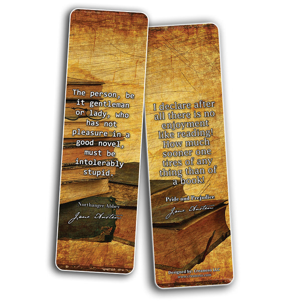 Jane Austen Literary Bookmarks Cards  Pride and Prejudice Sense and Sensibility Emma Northanger Abbey for Bookworms Book Lovers Women Teens Girls
