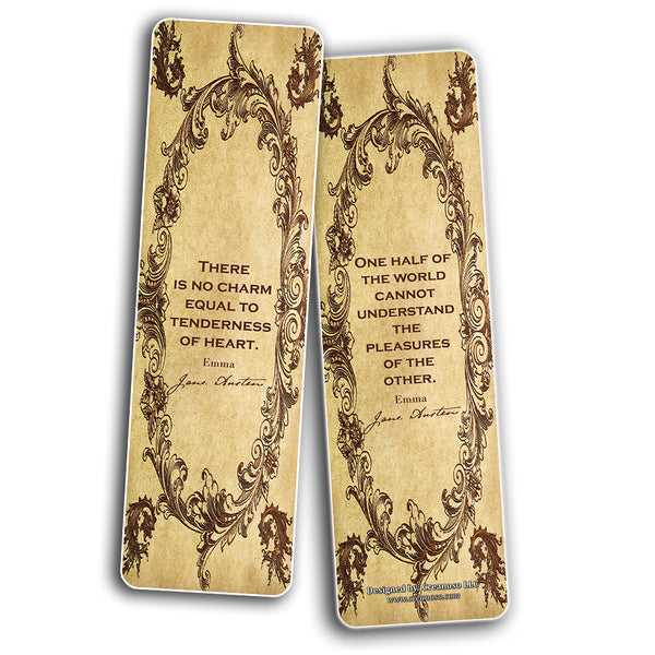 Jane Austen Literary Bookmarks Cards  Pride and Prejudice Sense and Sensibility Emma Northanger Abbey for Bookworms Book Lovers Women Teens Girls