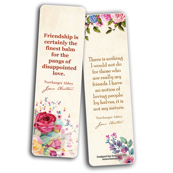 Jane Austen Literary Bookmarks Cards  Pride and Prejudice Sense and Sensibility Emma Northanger Abbey for Bookworms Book Lovers Women Teens Girls