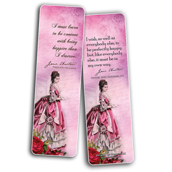 Jane Austen Literary Bookmarks Cards  Pride and Prejudice Sense and Sensibility Emma Northanger Abbey for Bookworms Book Lovers Women Teens Girls
