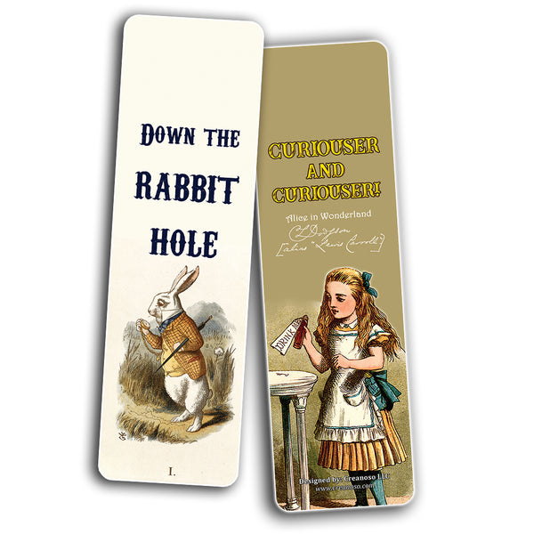 Alice In Wonderland Bookmarks Cards  Vintage Literary Quotes Bookworm Reading Gifts  Bookish Theme Party Supplies for Men Women Kids Girls Boys Stocking Stuffers