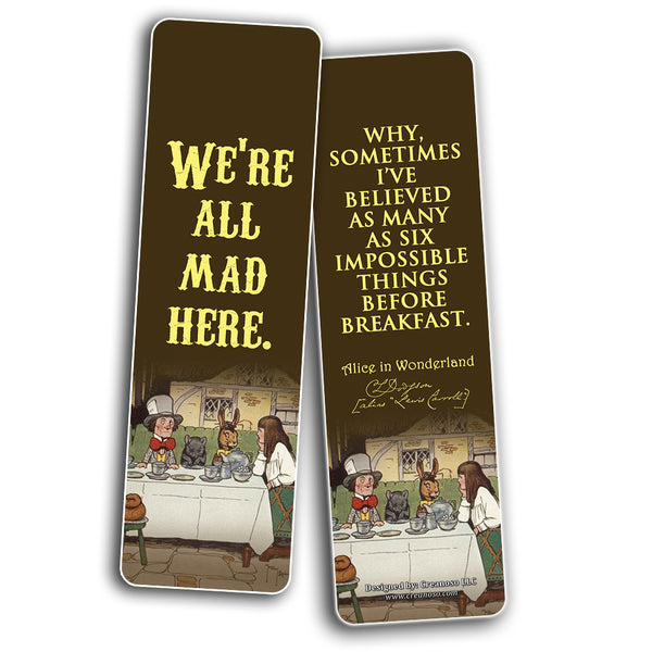 Alice In Wonderland Party Supplies Cards Series 1 (30-Pack) - Lewis Carroll Fairy Tales Classic Quotes - Paper Bookmarks For Book - for Scrapbooking Craft Journal Decorations Gifts