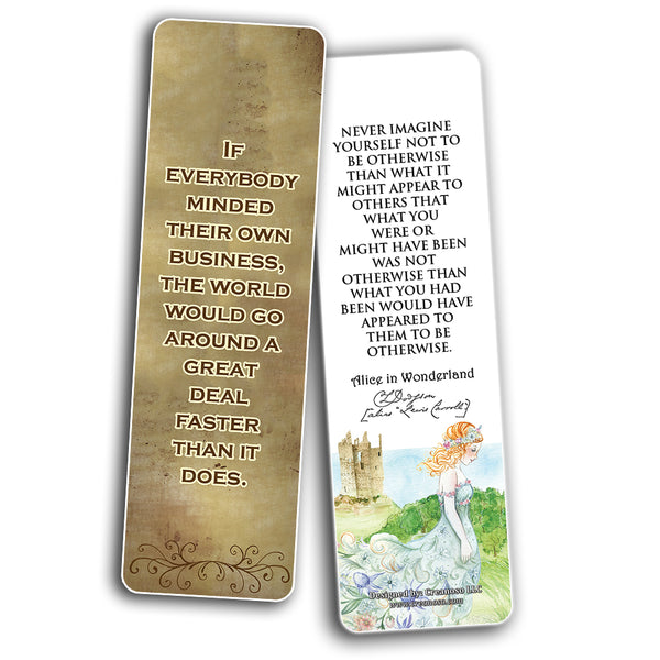 Alice In Wonderland Party Supplies Cards Series 1 (30-Pack) - Lewis Carroll Fairy Tales Classic Quotes - Paper Bookmarks For Book - for Scrapbooking Craft Journal Decorations Gifts
